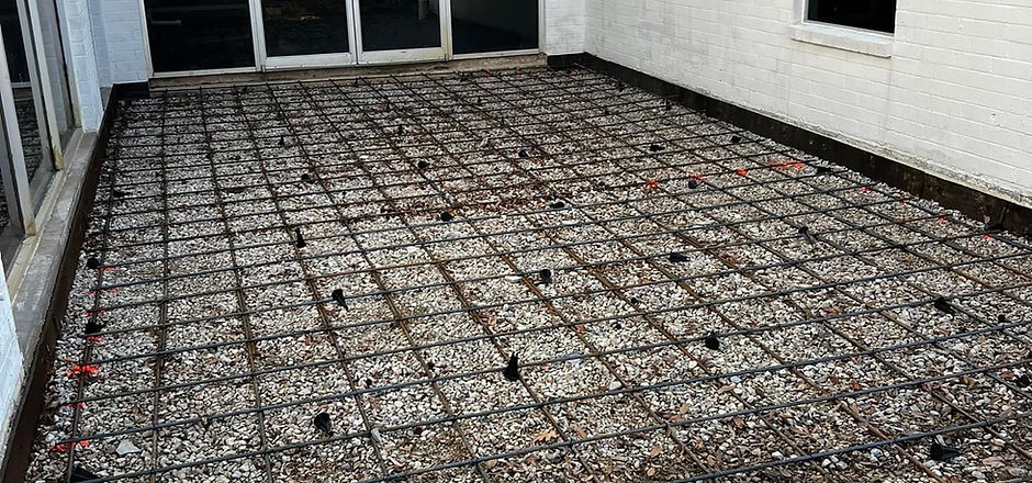 Courtyard reinforcement before concrete placement