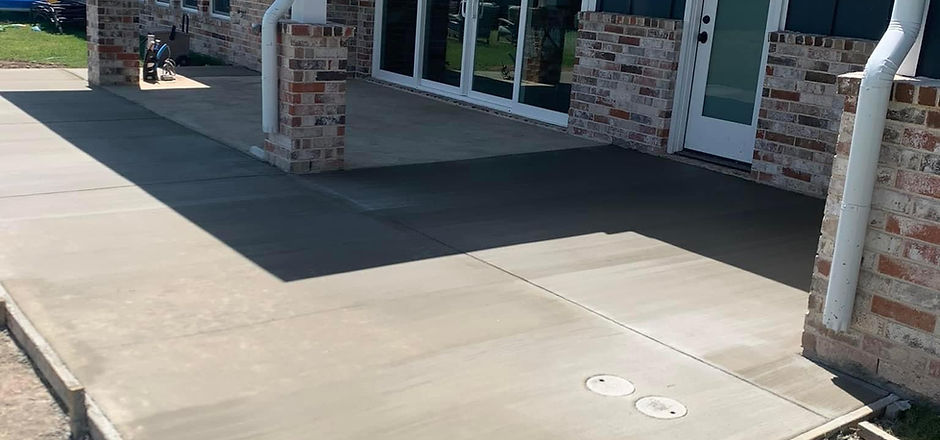 Completed concrete under a covered patio