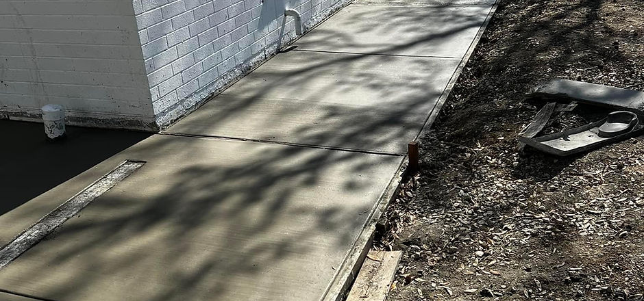 Finished concrete side walkway