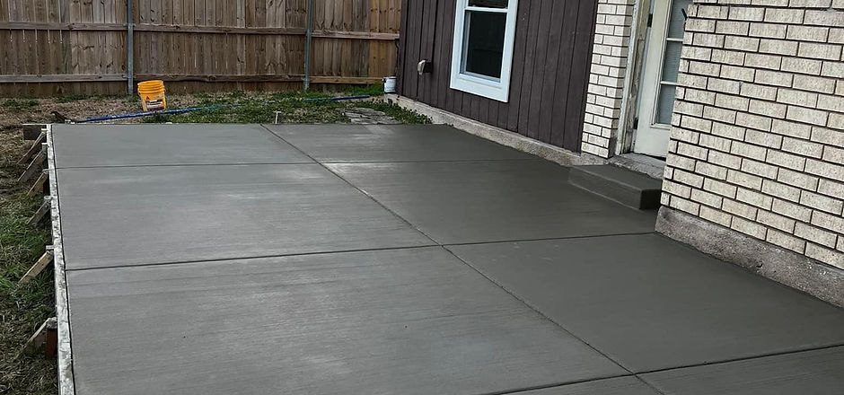 Completed gray concrete patio slab