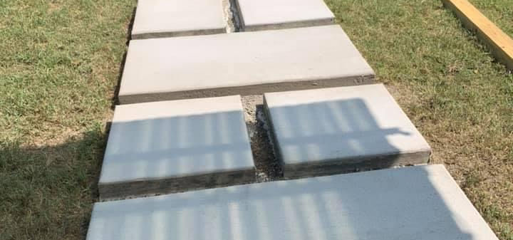 Completed geometric concrete walkway
